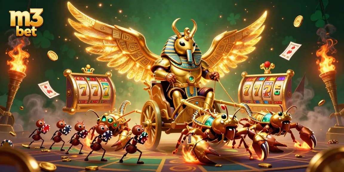 Experience thrilling gameplay at m3 bet with captivating golden casino adventure illustration.