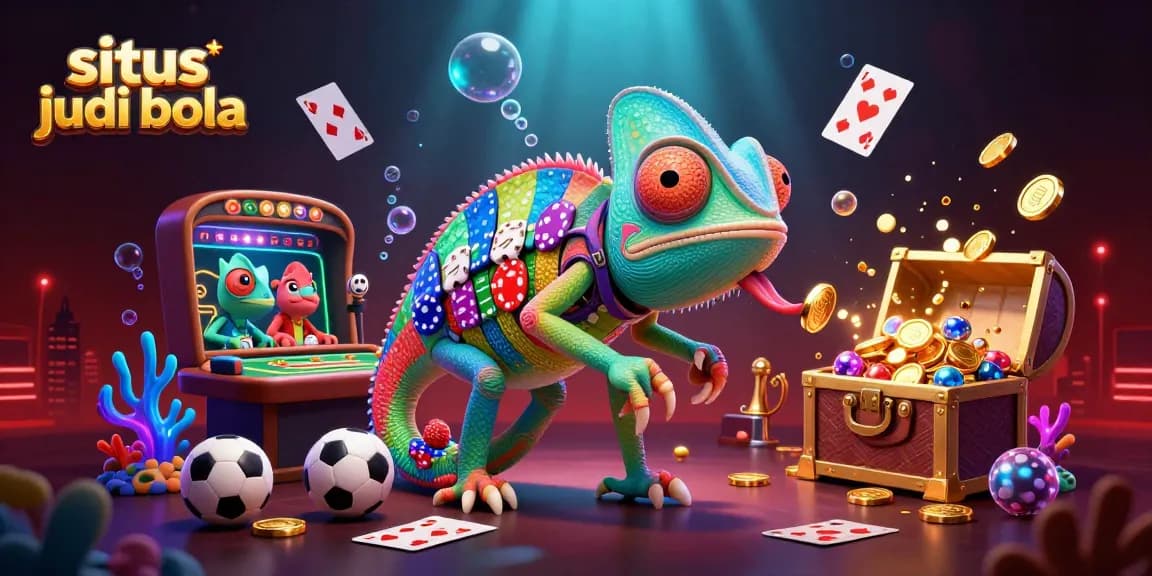Engage with situs judi bola to win in sports betting with this vibrant 3D casino illustration.