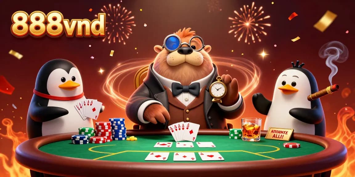 Experience the thrill of poker with 888vnd as characters vie for victory at an underwater poker table.