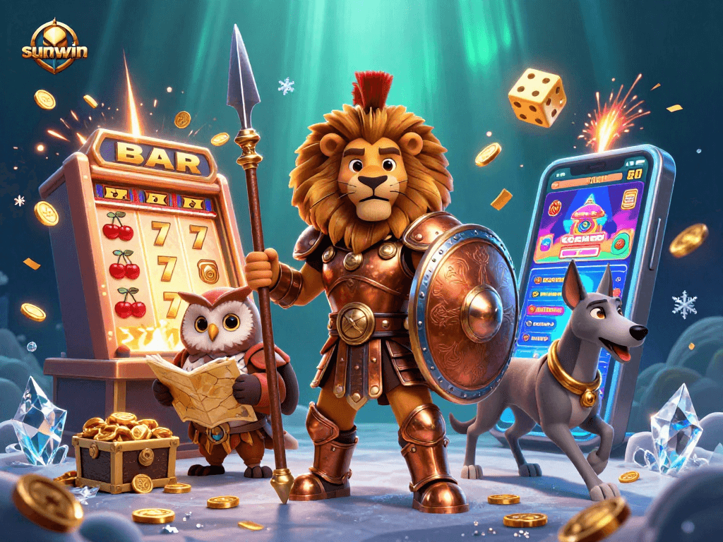 Experience thrilling wins at sunwin with a dynamic 3D casino illustration showcasing a jackpot explosion.