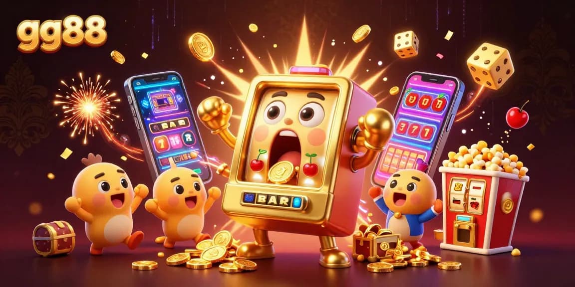 Spin and win big with gg88's golden slot machine as coins shower down in celebration!