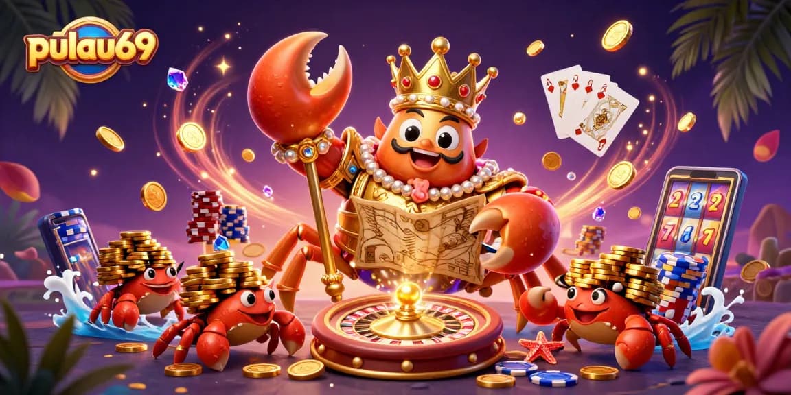 Experience the magic of pulau69 with vibrant gaming elements and animated characters in a dazzling casino scene.