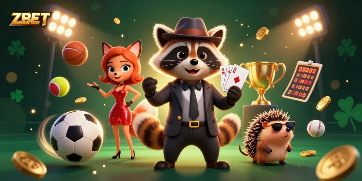 ZBET logos and engaging characters showcase thrilling sports betting action with animated excitement.