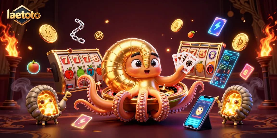 Engage with laetoto's exciting slots, featuring a golden nautilus roulette wheel and vibrant game symbols.