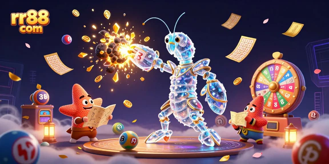 Experience thrilling gameplay with rr88 com's dynamic 3D casino illustration, showcasing exciting winning moments.