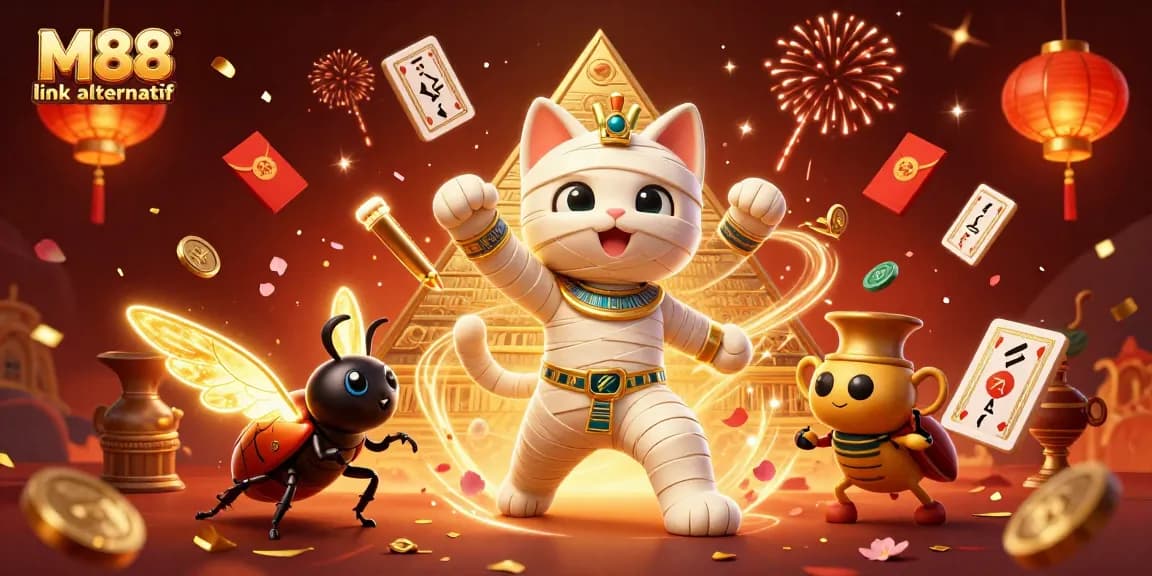 M88 link alternatif menarik dengan kucing mummy 3D yang beraksi dalam kasino piramida