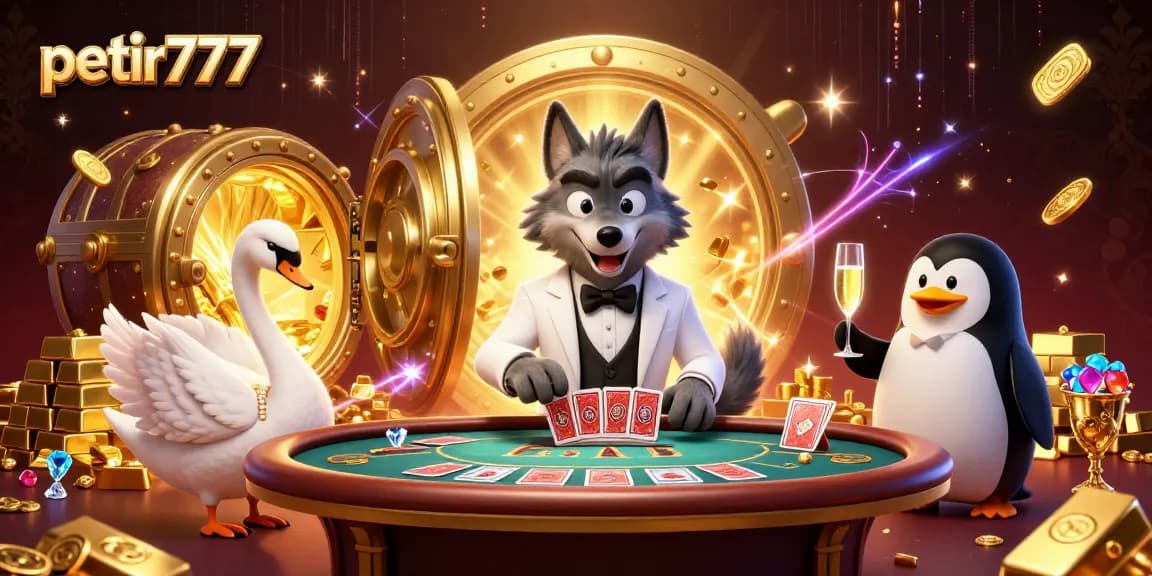 Experience exciting gameplay at petir777 featuring a debonair wolf, elegant swan, and sophisticated penguin.