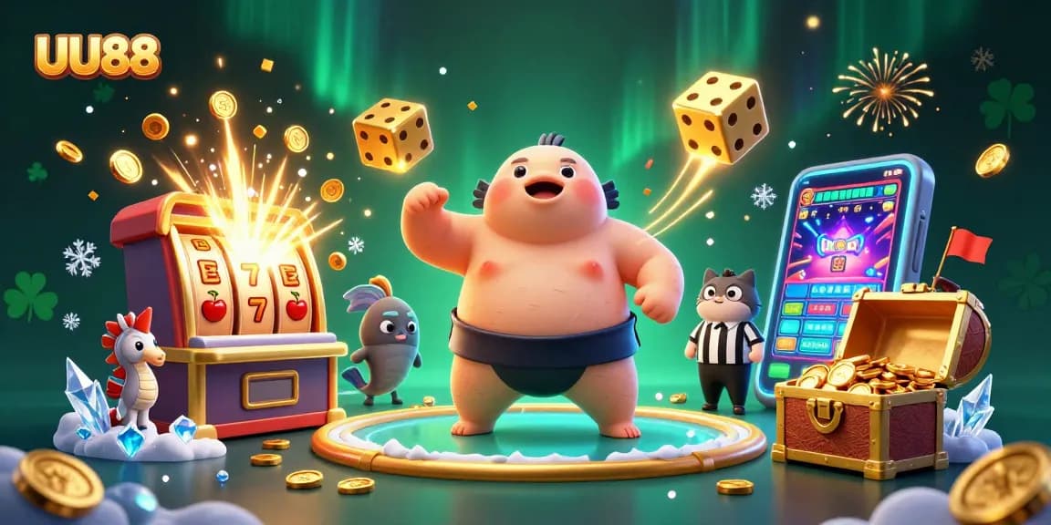 Experience the vibrant action of UU88's gaming universe with dynamic slot machines and colorful characters.