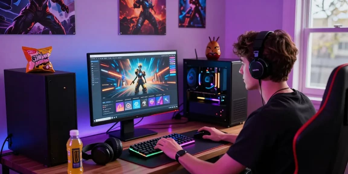 Immersive gaming atmosphere featuring sunwin gaming platform setup, showcasing vibrant digital environment.