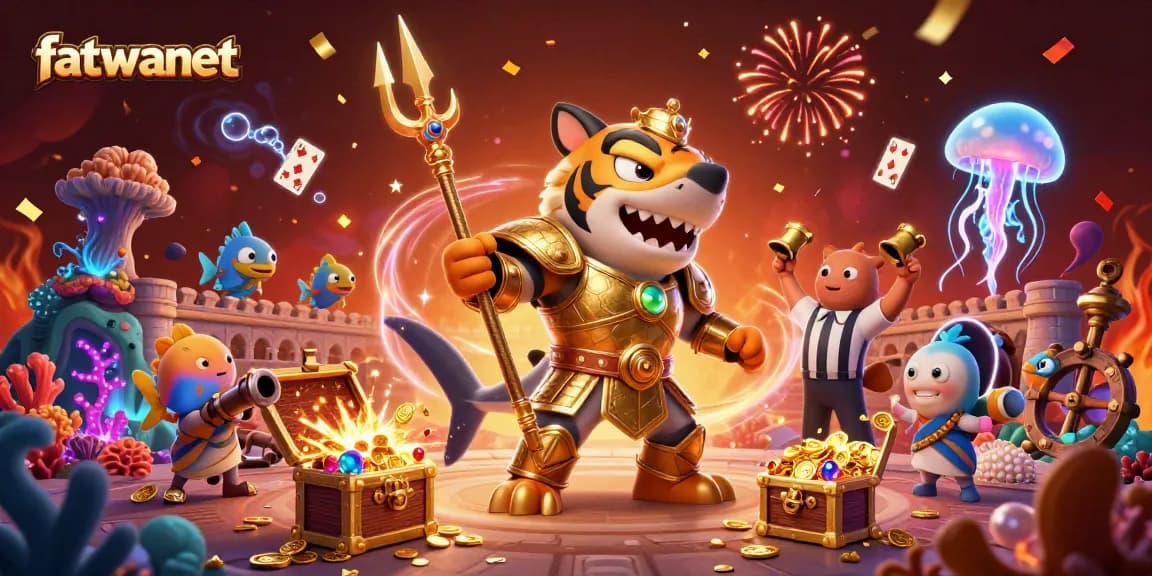 Experience thrilling action at fatwanet with a vibrant underwater gambling scene featuring unique characters.