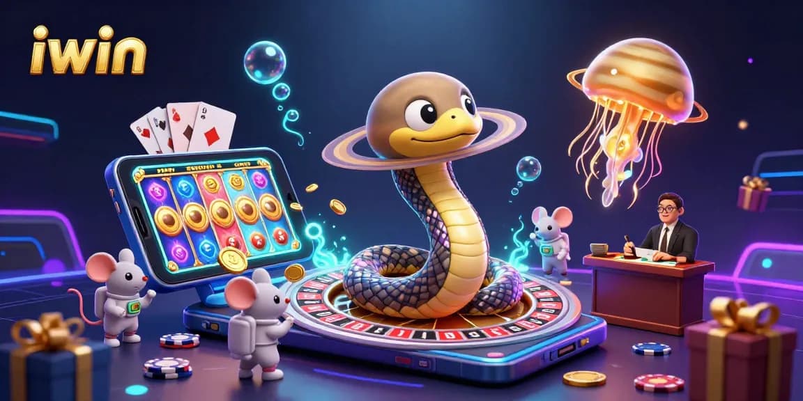 Experience thrilling wins with iwin in a vibrant cosmic casino scene featuring playful astronauts.