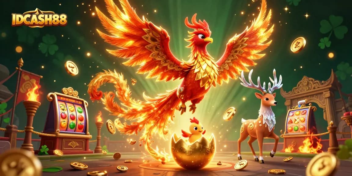 Play thrilling slots at IDCASH88 and catch the golden phoenix rising amidst fiery wins and endless fun.