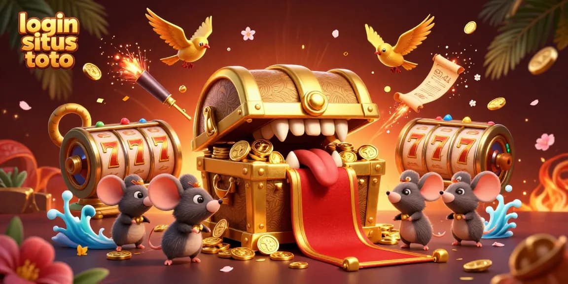 Experience seamless login situs toto with a vibrant 3D casino illustration showcasing dynamic gaming elements.