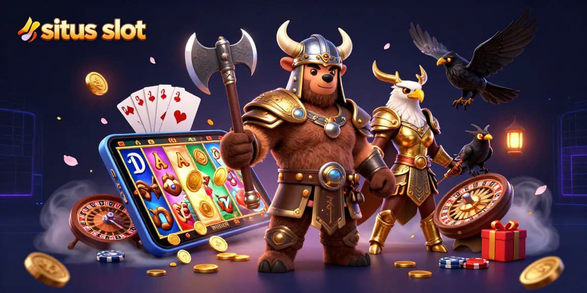 Play the exciting situs slot game with vibrant characters and dynamic casino elements.