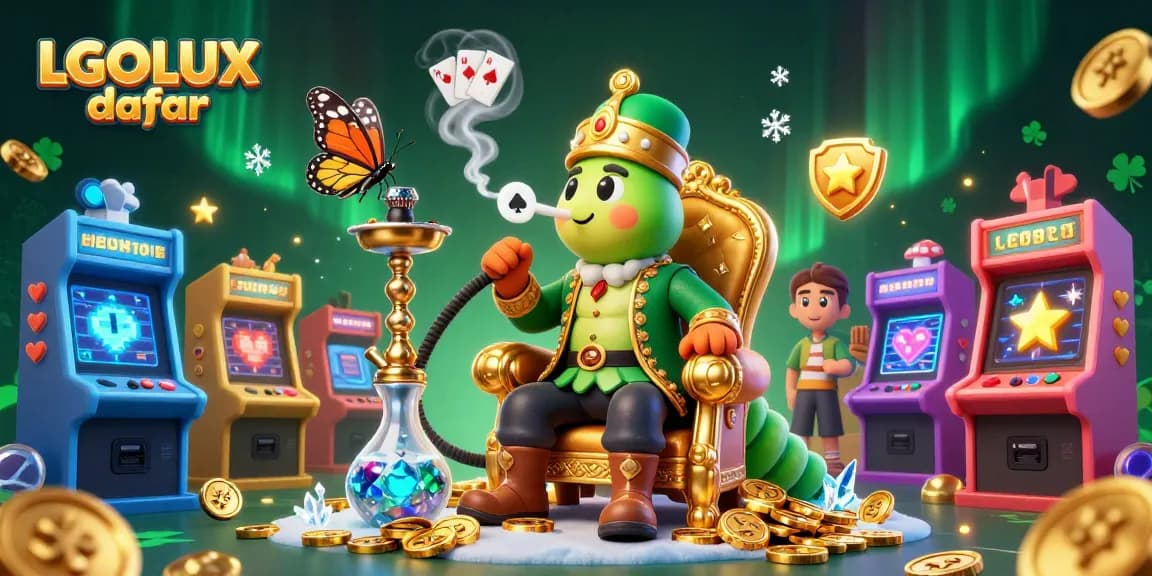 Experience LGOLUX daftar with a vibrant 3D casino scene featuring games and characters.
