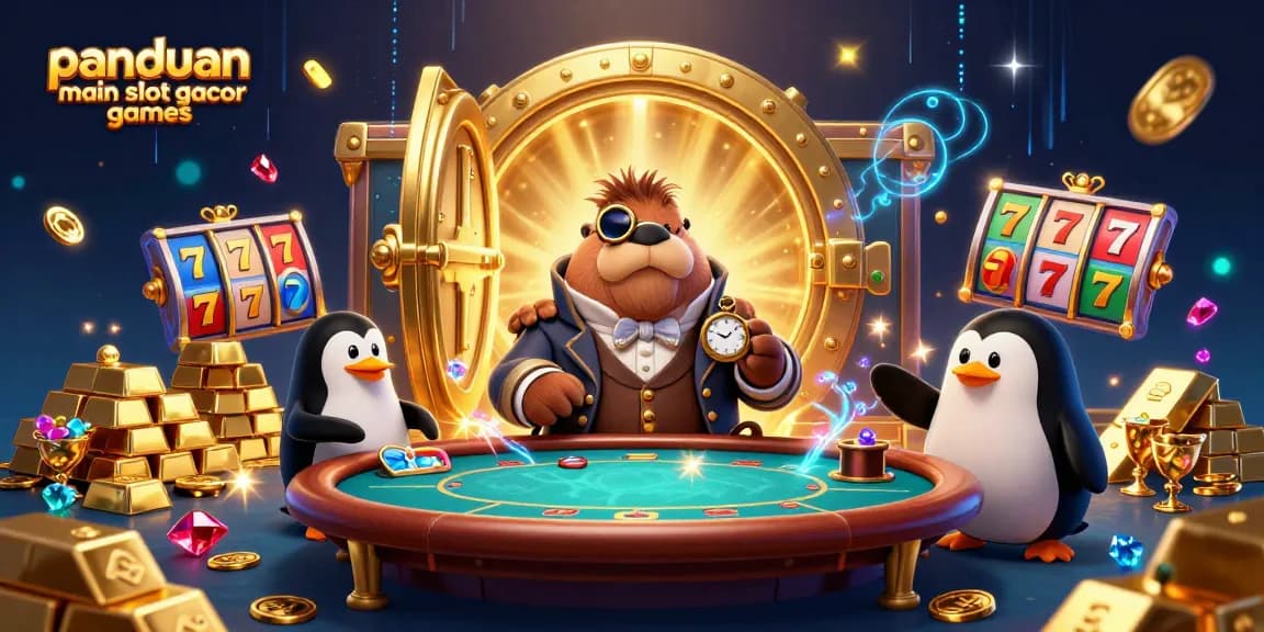 Winning strategies in the panduan main slot gacor games scene with striking 3D illustration of characters playing at an underwater casino table.