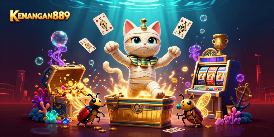 Engage in thrilling games at KENANGAN889 with an enchanting 3D illustration featuring a lively casino scene.
