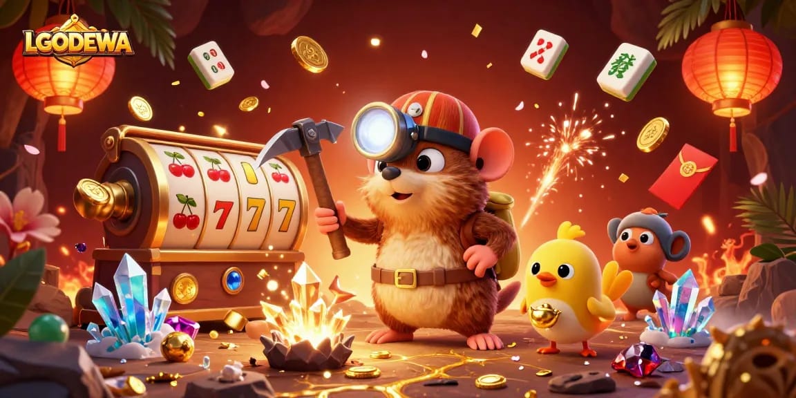 Experience thrilling gameplay with LGODEWA and visually stunning slots amidst a treasure-filled cave.