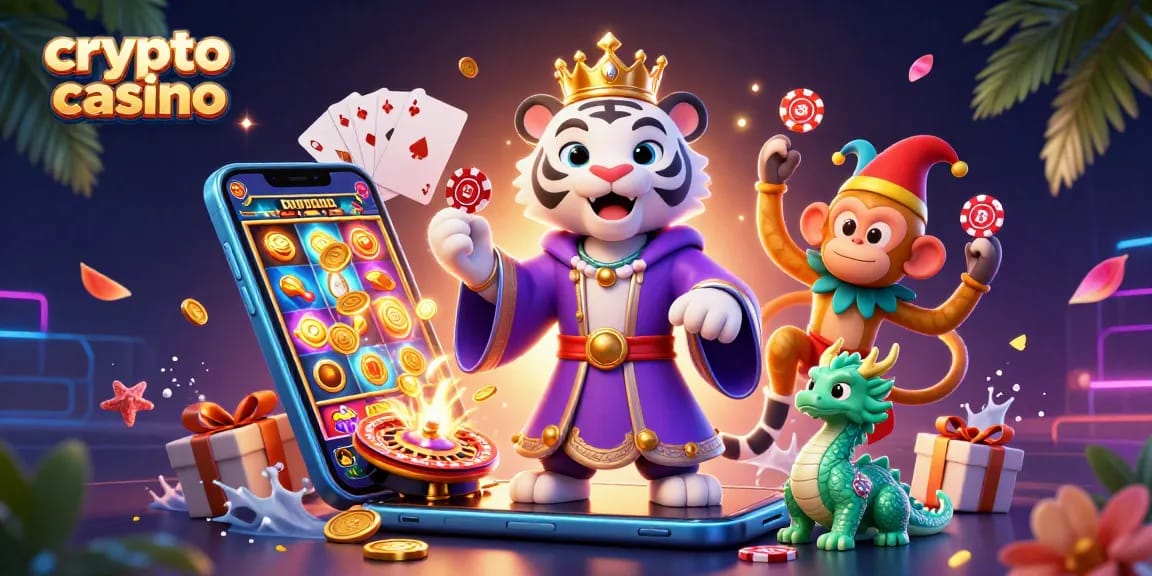 Engage in the crypto casino world with lively characters, vibrant games, and dynamic action.