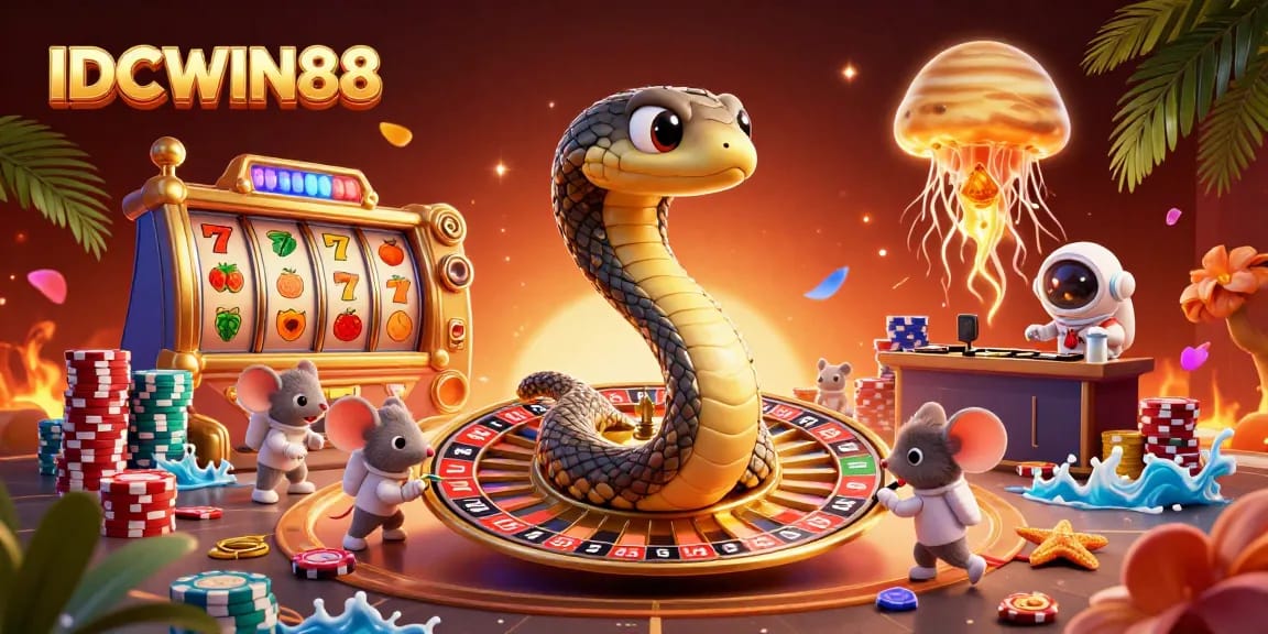 Spin the reels at IDCWIN88 while playful astronaut mice bet on a thrilling cosmic roulette scene.