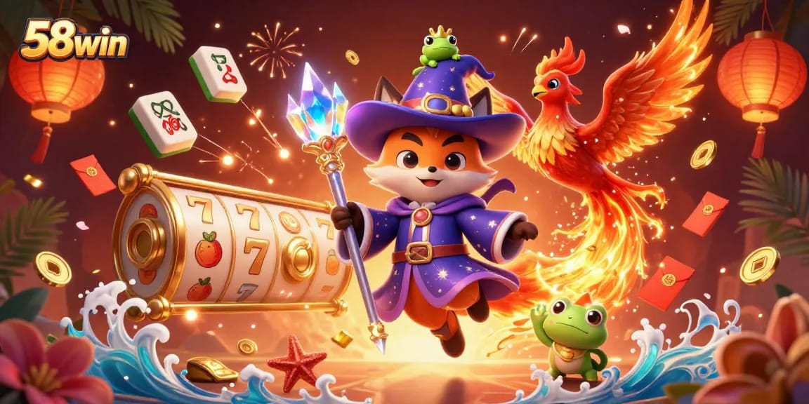 Engage in thrilling gameplay with captivating visuals at 58win's vibrant casino scene.
