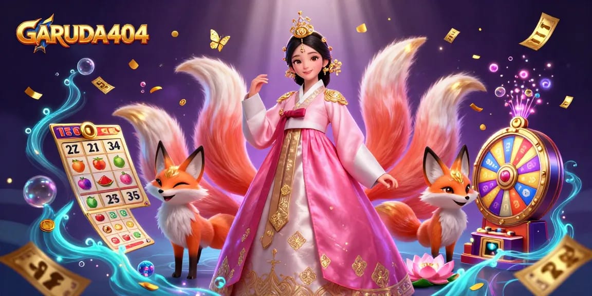 Play exciting slots and win big with GARUDA404, featuring colorful reels and vibrant jackpot elements.