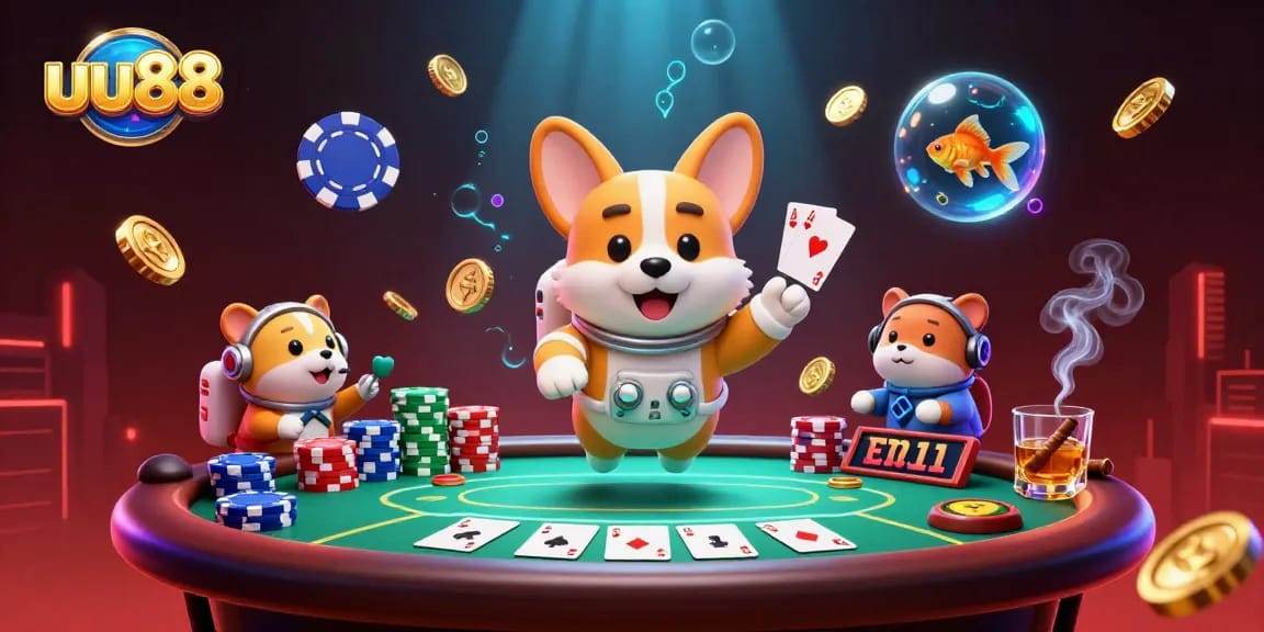 uu88 players experience thrilling card battles in a cosmic casino with vibrant visuals