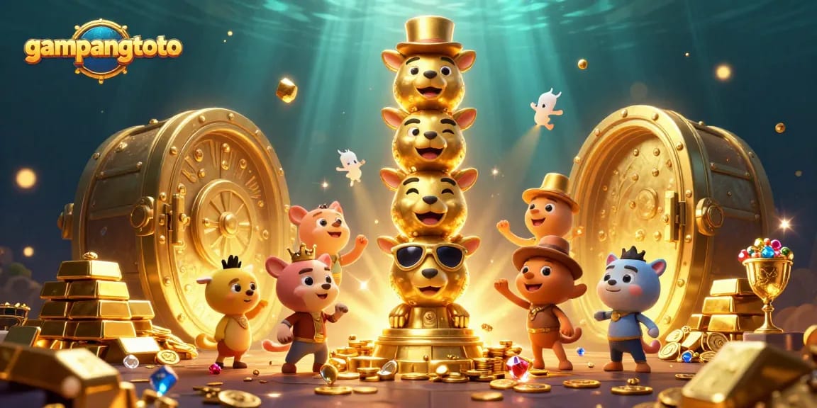 Menangkan permainan di gampangtoto dengan totem emas menari dan tumpukan harta melimpah.