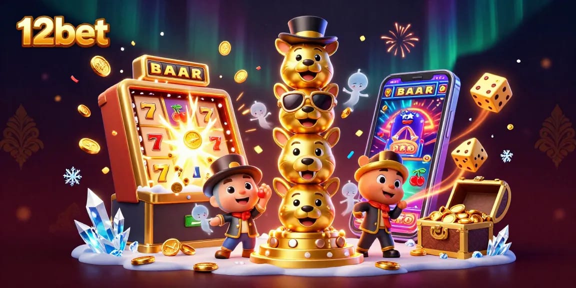 Trải nghiệm đặt cược hấp dẫn tại 12bet với hình ảnh các biểu tượng và kho báu casino lấp lánh.