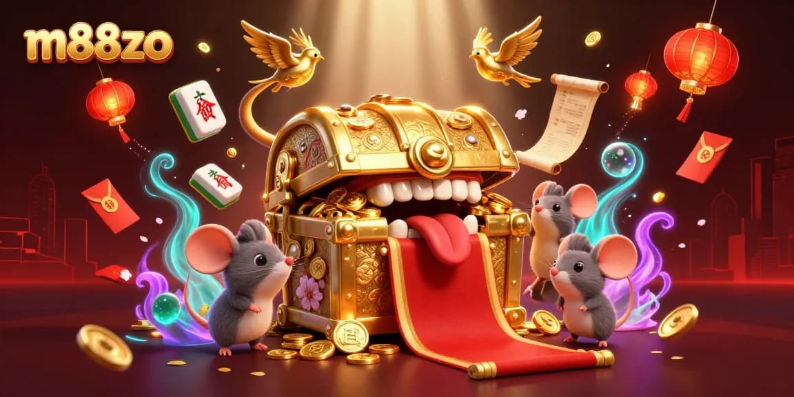 Experience thrills at m88zo with a vibrant casino scene filled with treasures and rich details.