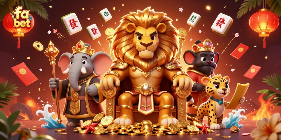 Experience winning excitement at fa bet with a king adorned in gold, fortune symbols, and festive elements