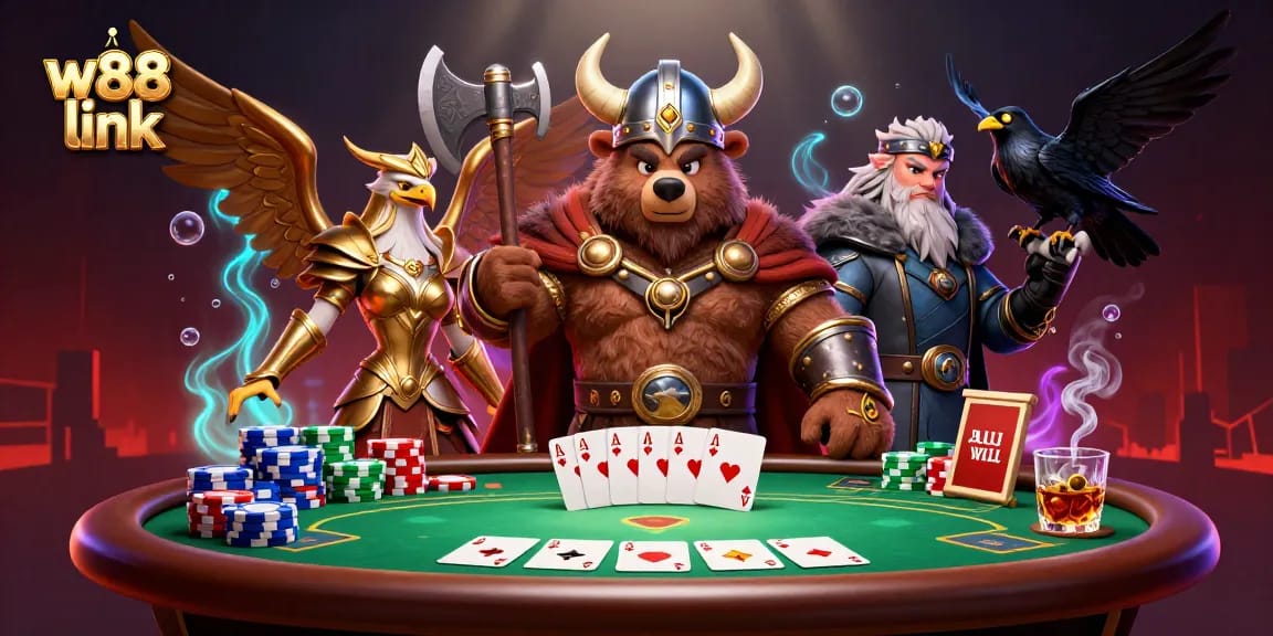 Experience top-tier gaming excitement with the vibrant w88 link in this illustrative casino scene.