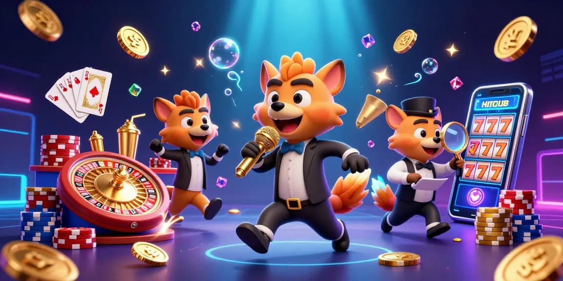 Hitclub features lively hyenas enjoying casino excitement, showcasing dynamic games and betting activities.
