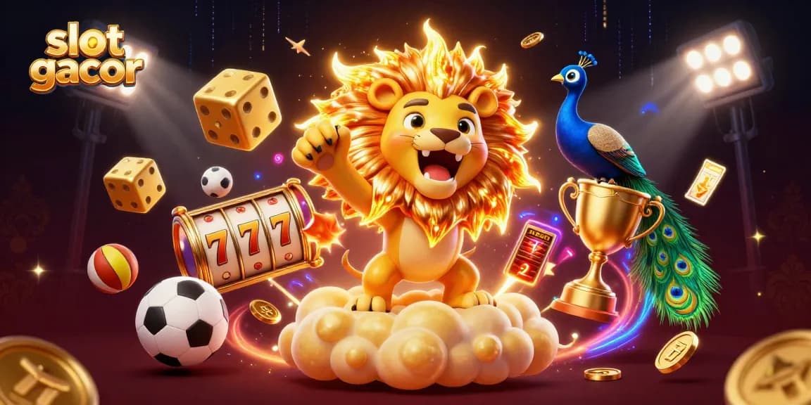Experience the excitement of slot gacor with a vibrant 3D illustration capturing a thrilling casino atmosphere.