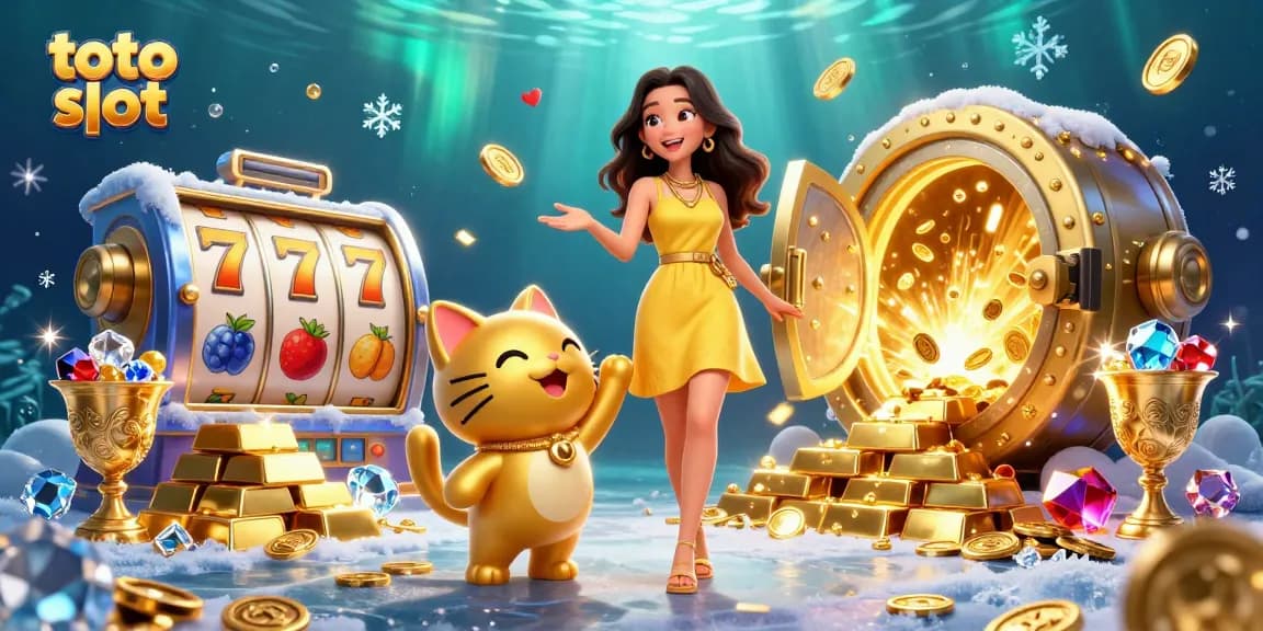 Engage with the exciting toto slot experience, surrounded by gold coins and lively slot symbols.