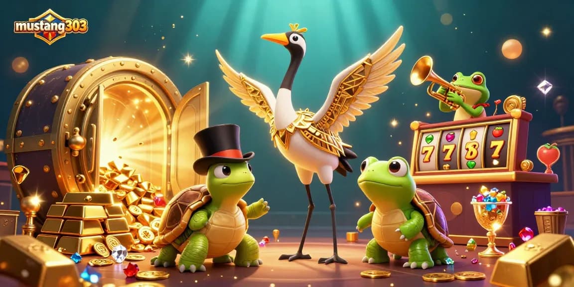 Engage with mustang303's vibrant casino experience featuring cartoon characters and glamorous slot elements.
