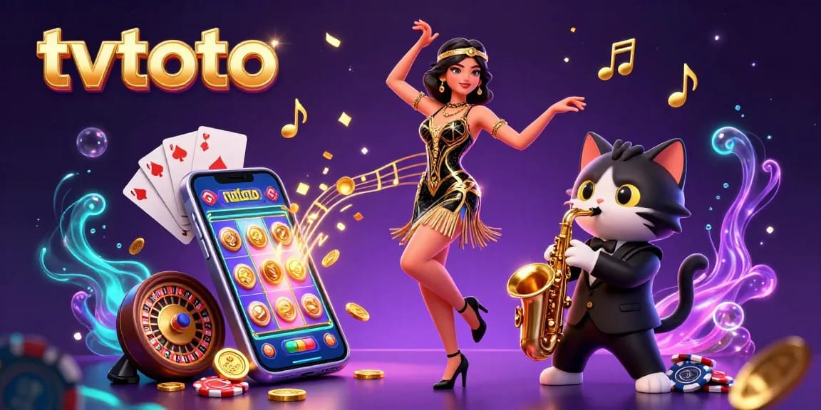 Engage with tvtoto as characters celebrate with vibrant games, showcasing fun casino elements.