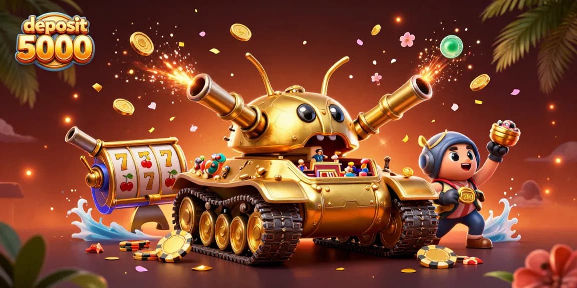 Spin and win with deposit 5000 at the lively miniature casino in a golden beetle tank.