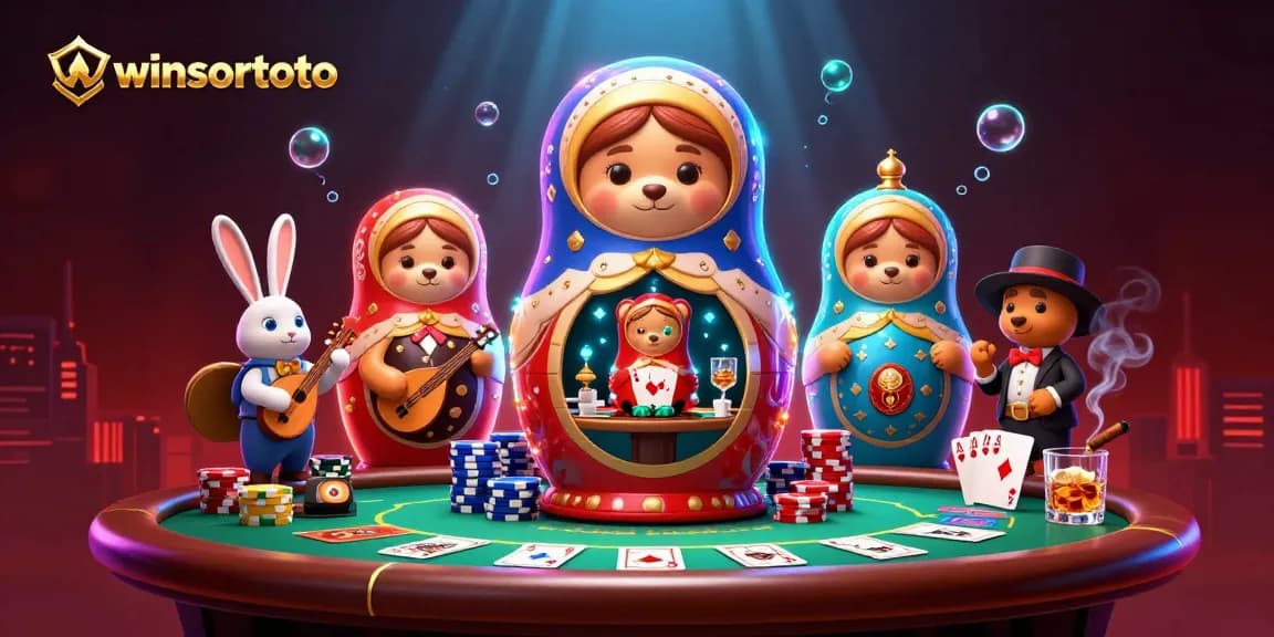 winsortoto celebrates thrilling casino action with a captivating 3D illustration featuring iconic gaming elements.