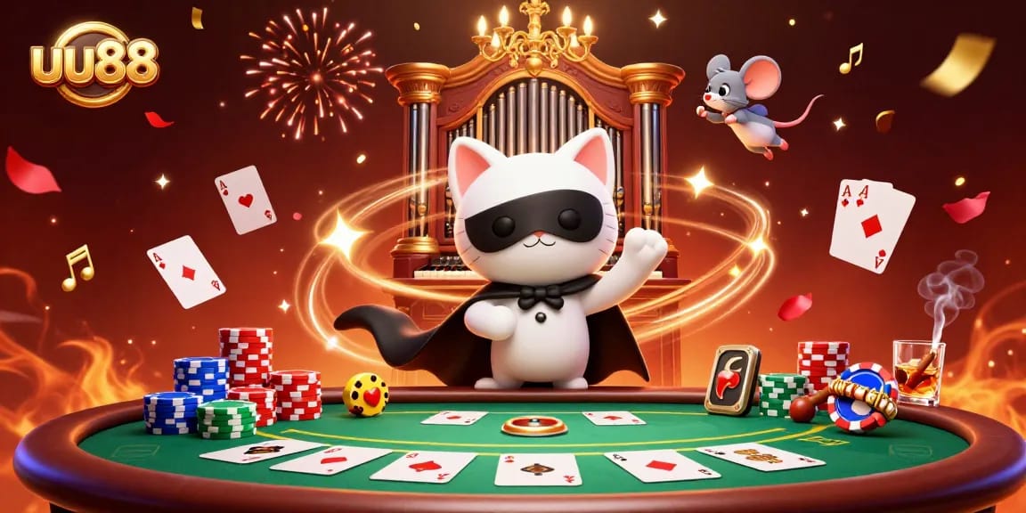 Engage with exciting uu88 gaming dynamics as cartoon characters blend casino charm and vibrant energy.
