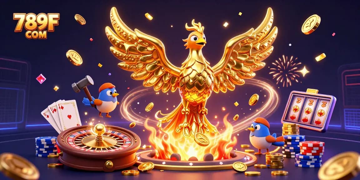 Experience thrilling wins at 789F COM with gold phoenix and dynamic casino elements.