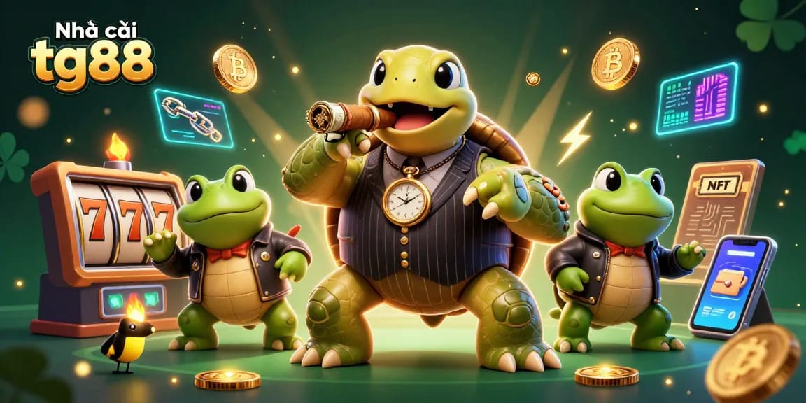 Experience the excitement at Nhà cái tg88 with a vibrant cartoon casino scene featuring dynamic characters and gaming elements.