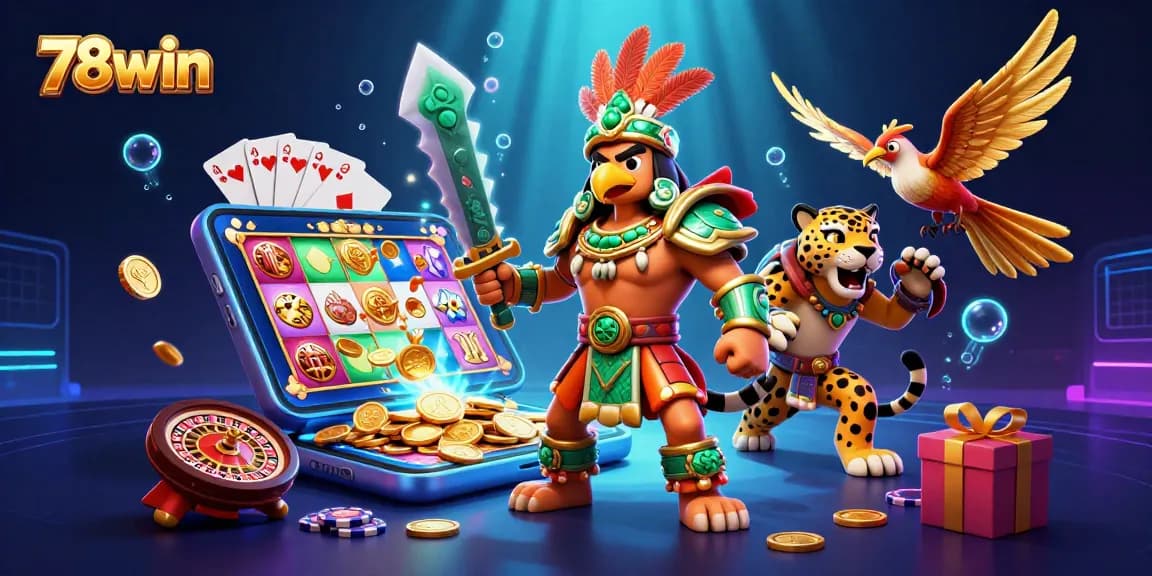 Experience the thrill of 78win slot games with iconic characters and vibrant gaming elements.