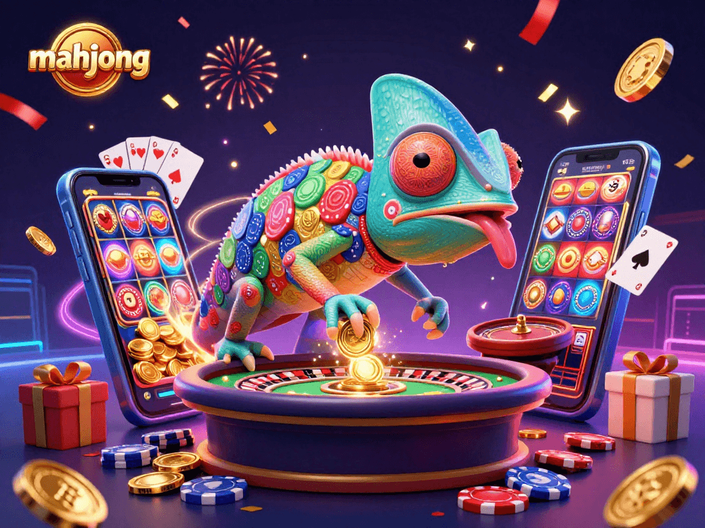 Experience exciting mahjong slots gameplay with vibrant visuals, golden coins, and dynamic casino elements.
