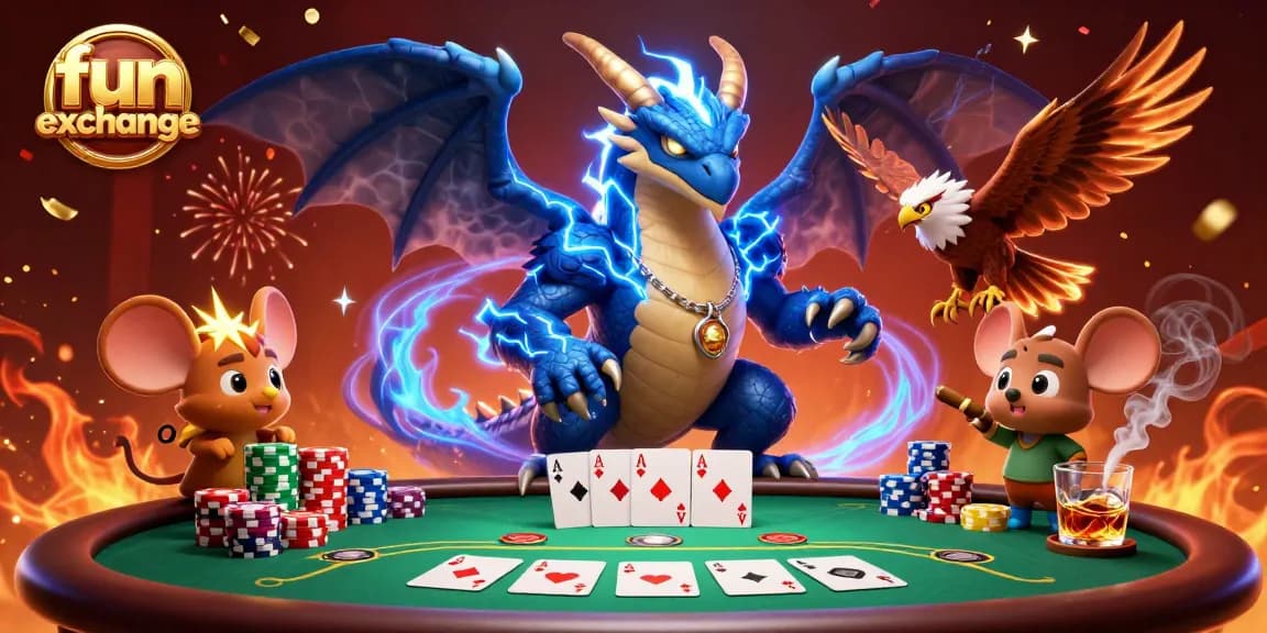 Experience exciting fun exchanges in dynamic poker plays with vivid characters and vibrant elements.