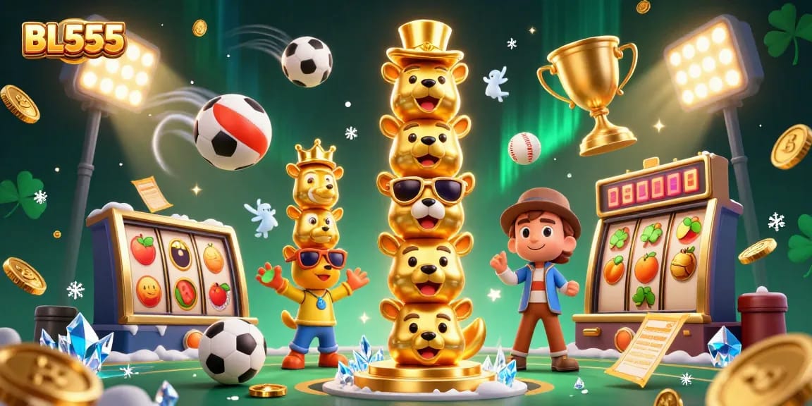 Experience exciting wins at BL555, featuring vibrant casino elements and sports action.
