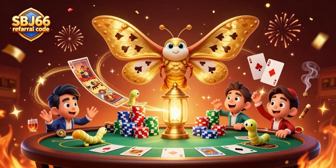 Join the action at SBJ66 referral code; a vibrant gambling illustration showcases an exciting casino scene.
