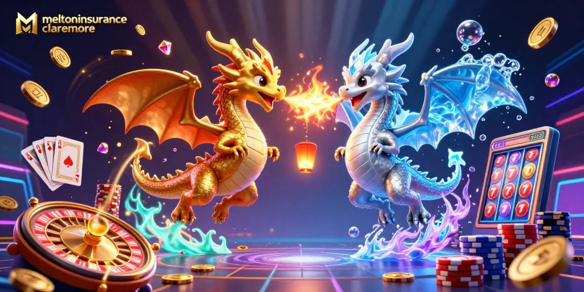 Experience thrilling wins on meltoninsuranceclaremore with vibrant casino elements and dragon duo.