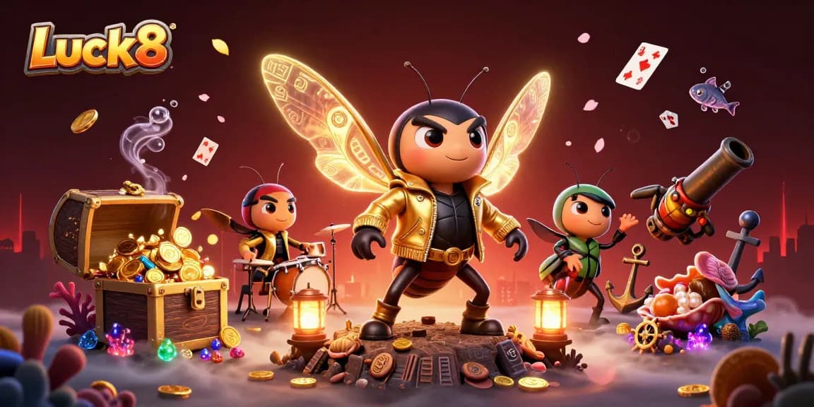 Experience exciting winnings with Luck8 as the vibrant casino characters engage in thrilling gaming action.