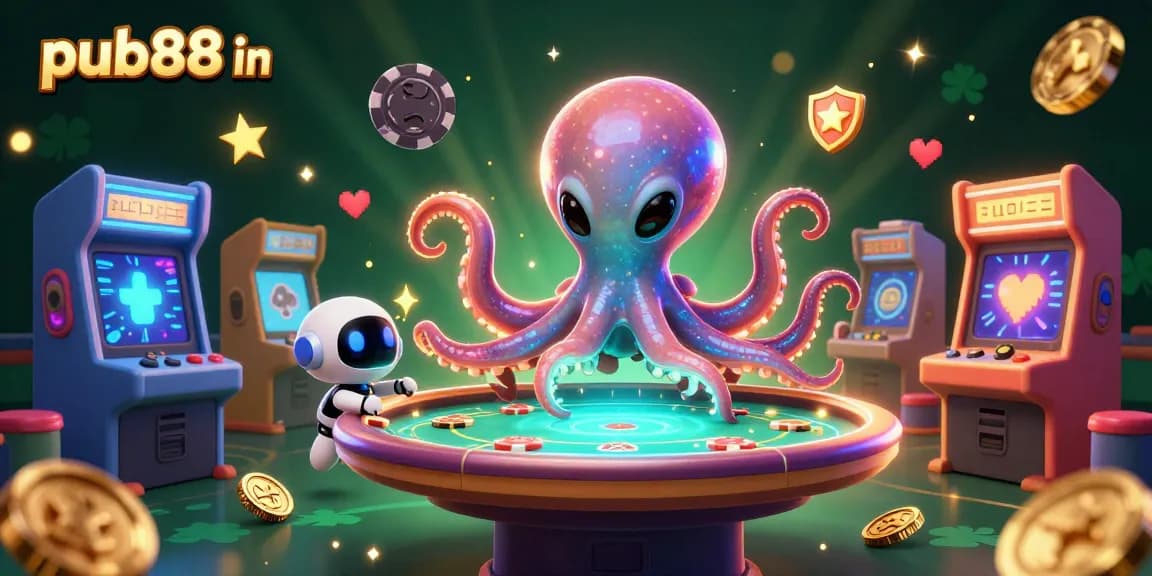 Engage in thrilling gameplay with pub88 in, featuring an alien octopus at a holographic poker table.
